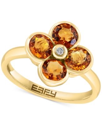 EFFY Collection - Citrine (2-1/6 ct. t.w.) & Diamond Accent Flower Statement Ring in 14k Yellow Gold (Also in Blue Topaz)