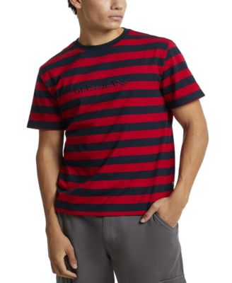 GUESS JEANS - Men's Regular-Fit Stripe Embroidered Logo Graphic T-Shirt