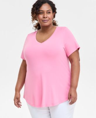 JM Collection - Plus Size V-Neck Short-Sleeve Top