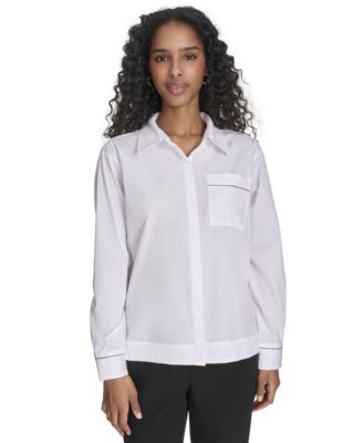 Calvin Klein - Women's Collared Button-Front Cotton Shirt