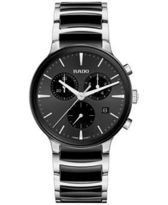Rado - Unisex Swiss Chronograph Centrix Black Ceramic & Stainless Steel Bracelet Watch 41mm