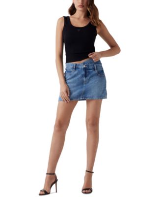 GUESS - Women's Gaia Crossover-Waist Denim Mini Skirt