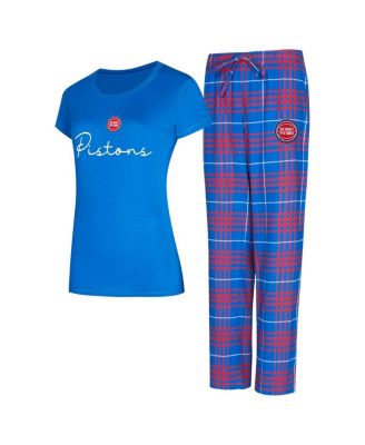 Concepts Sport - Women's  Blue/Red Detroit Pistons Vector T-Shirt  Flannel Pants Sleep Set