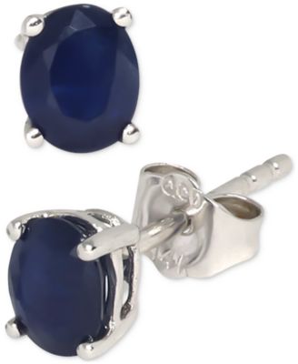 Macy's - Sapphire Oval Solitaire Stud Earrings (7/8 ct. t.w.) in 14k White Gold