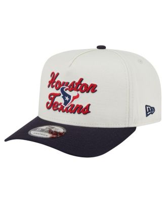 New Era - Men's Cream/Navy Houston Texans Chainstitch A-Frame 9FIFTY Adjustable Hat