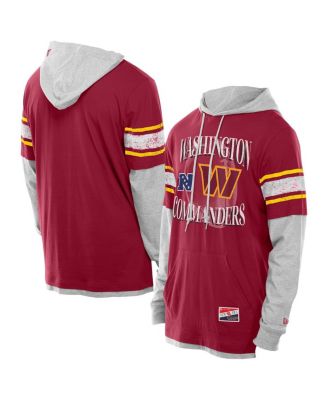 New Era - Men's Burgundy Washington Commanders Twofer Layered Long Sleeve Hoodie T-shirt