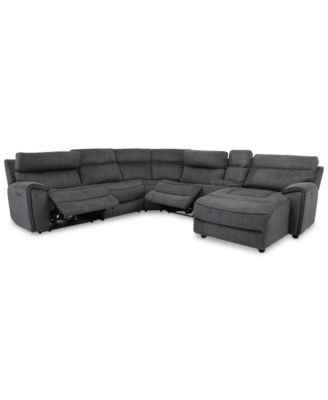 Furniture - Hutchenson 6-Pc. Fabric Chaise Sectional with 2 Power Recliners and Console