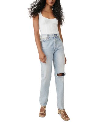 Free People - Women's Boss Babe Ribbed-Knit Corset Tank Top
