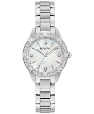 Bulova - Women's Classic Sutton Diamond (1/20 ct. t.w.) Stainless Steel Bracelet Watch 28mm