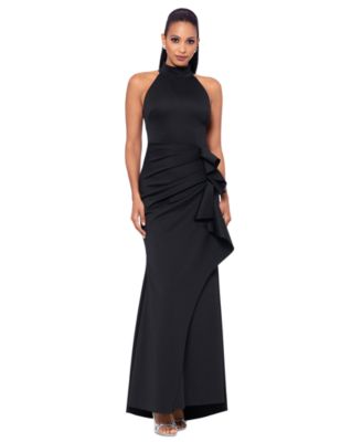 XSCAPE - Women's Ruffled Sleeveless Scuba Fit & Flare Dress