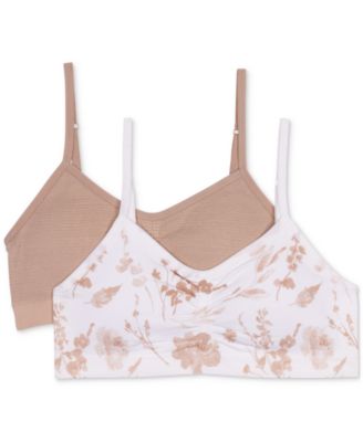 Maidenform - Big Girls Seamless Ruched Crop Bras, Pack of 2