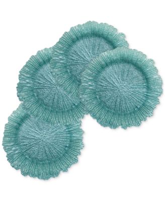 American Atelier - Reef Glass Turquoise Charger Plate 13", Set of 4