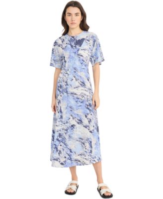 Luxely - Women's Satin Printed Midi Dress
