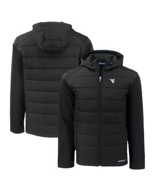 Cutter & Buck - Men's Cutter Buck Black West Virginia Mountaineers Evoke Hybrid Eco Softshell Full-Zip Hoodie Jacket