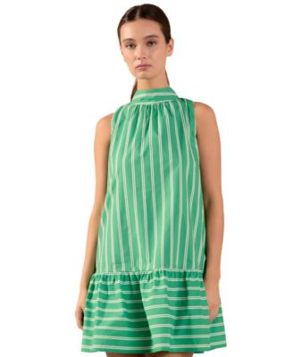English Factory - Women's Cotton Stripe Halter Mini Dress