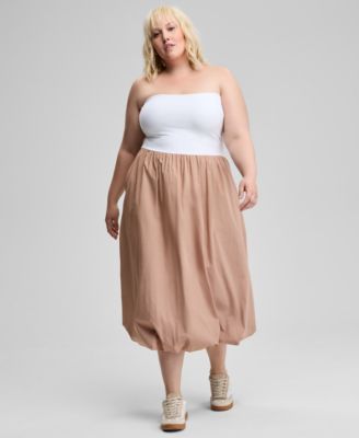 And Now This - Plus Size Cotton Strapless Bubble Dress