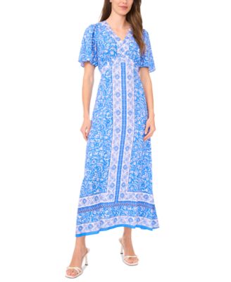 MSK - Women's Printed Short-Sleeve Maxi Dress