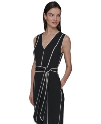 KARL LAGERFELD PARIS - Women's Contrast-Trim Jumpsuit