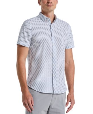 Perry Ellis - Men's Slim Fit Short Sleeve Geo Print Button-Down Shirt