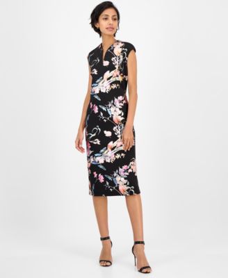 Connected - Women's Floral Ponte-Knit Sheath Dress