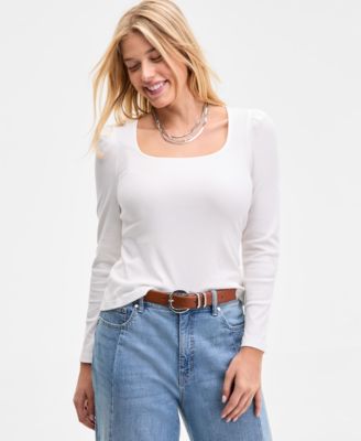 On 34th - Women's Square-Neck Puff-Sleeve Top