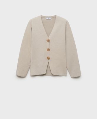 MANGO - Women's Jewel Buttons Knitted Cardigan