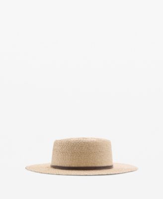 MANGO - Women's Contrasting Ribbon Natural Fiber Hat