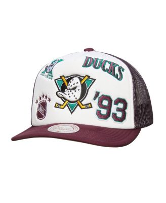 Mitchell & Ness - Men's White/Purple Anaheim Ducks Gridlock Trucker Adjustable Hat