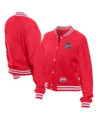 New Era - Women's Red Indiana Fever Throwback Varsity Fleece Full-Snap Jacket